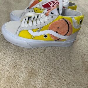 Vans Kids Yellow and White High-Top Sneakers with Fun Design